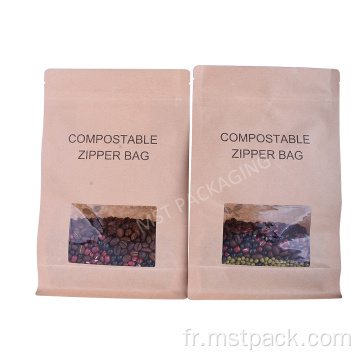 Impression du sac compostable biodégradable à fond plat